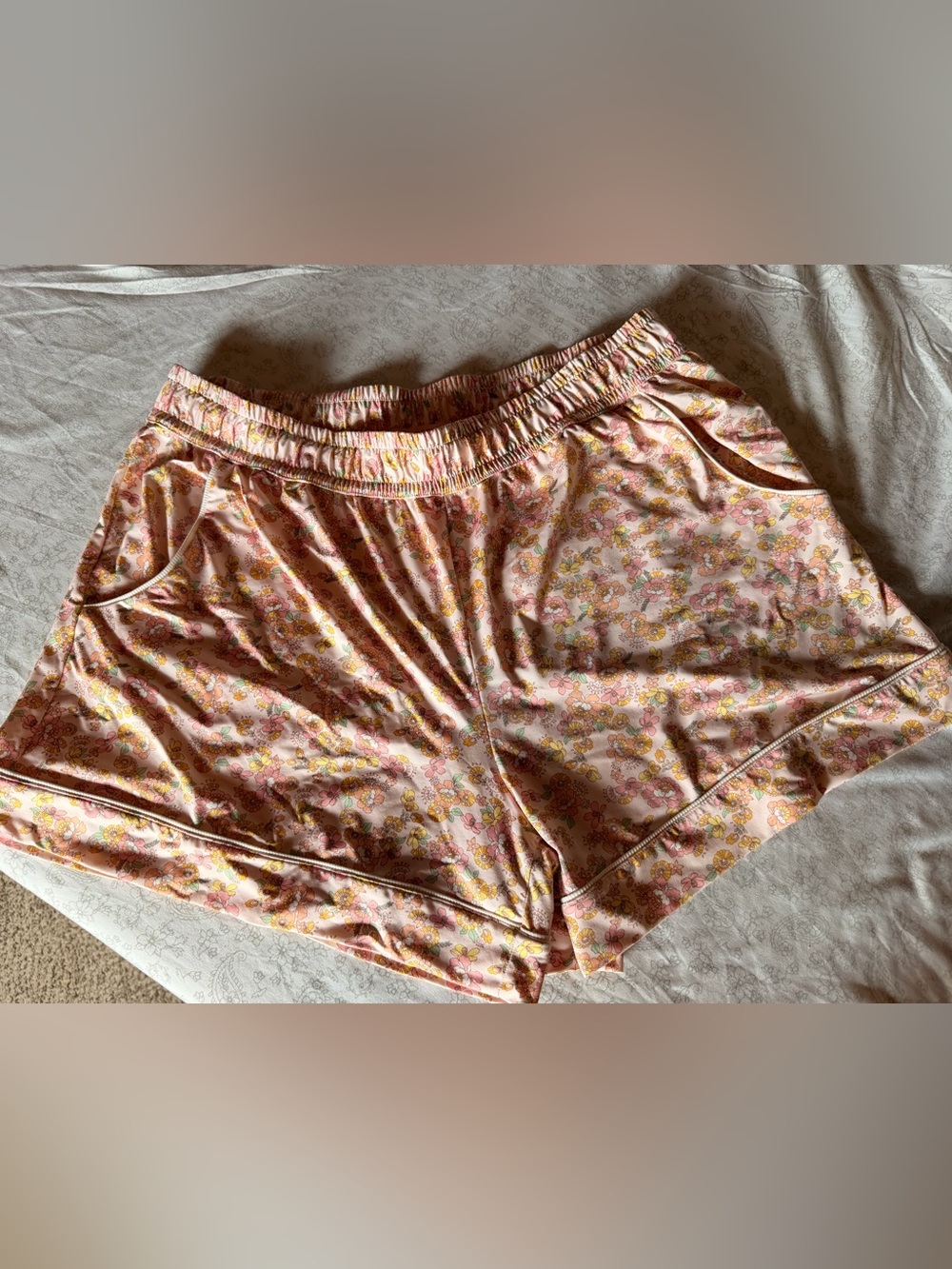 Power 2 the Flower floral pajama shorts with pockets
